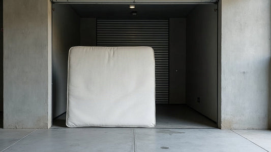 Mattress in the loading dock of a Burwood apartment tower awaiting collection