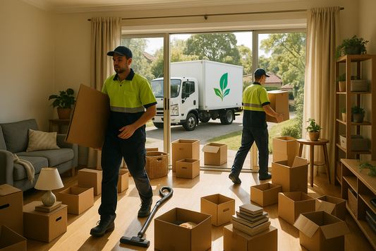 A cluttered Sydney home being cleared by a RecycleCorp crew