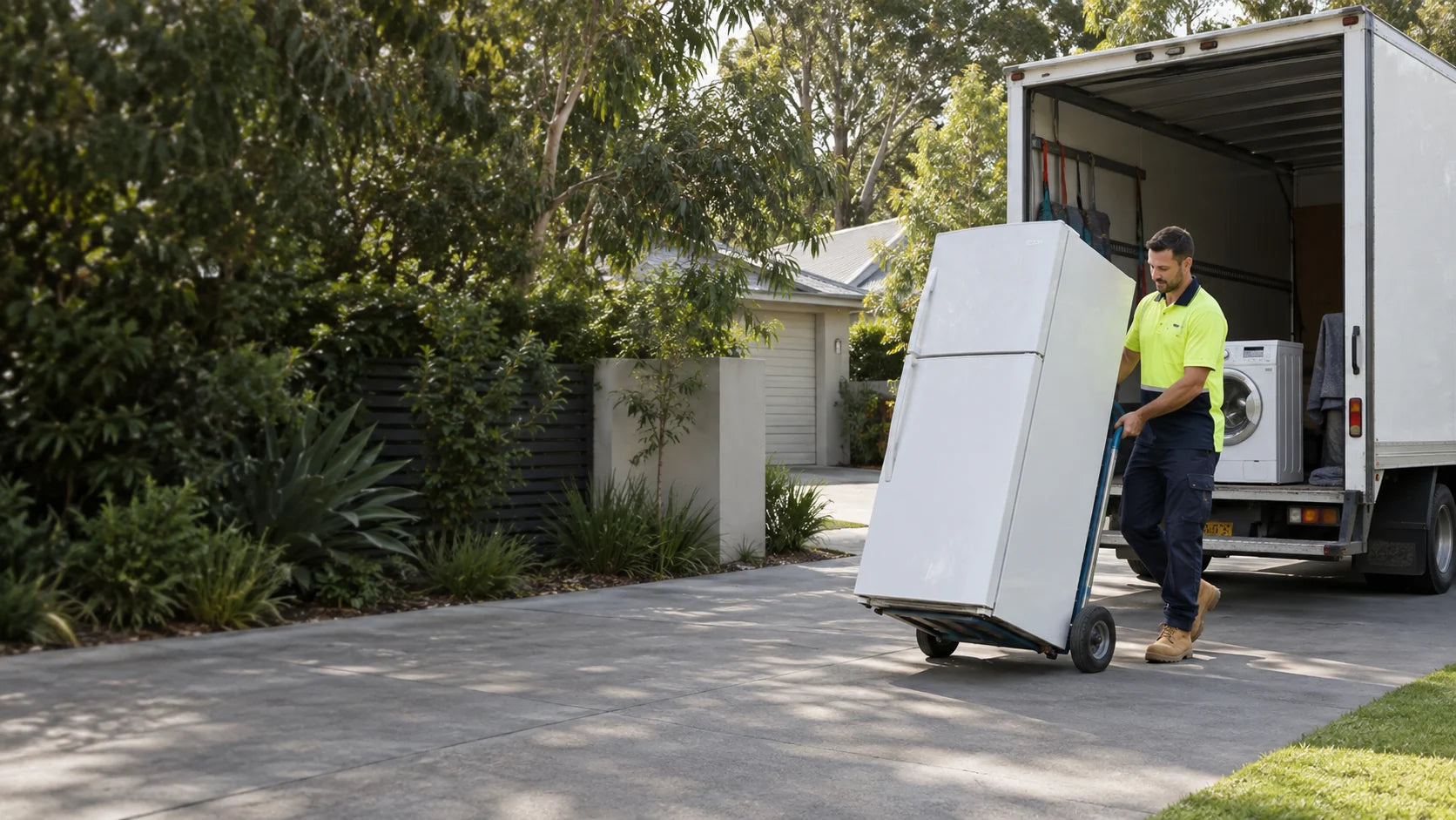 Appliances ready for loading onto a collection truck