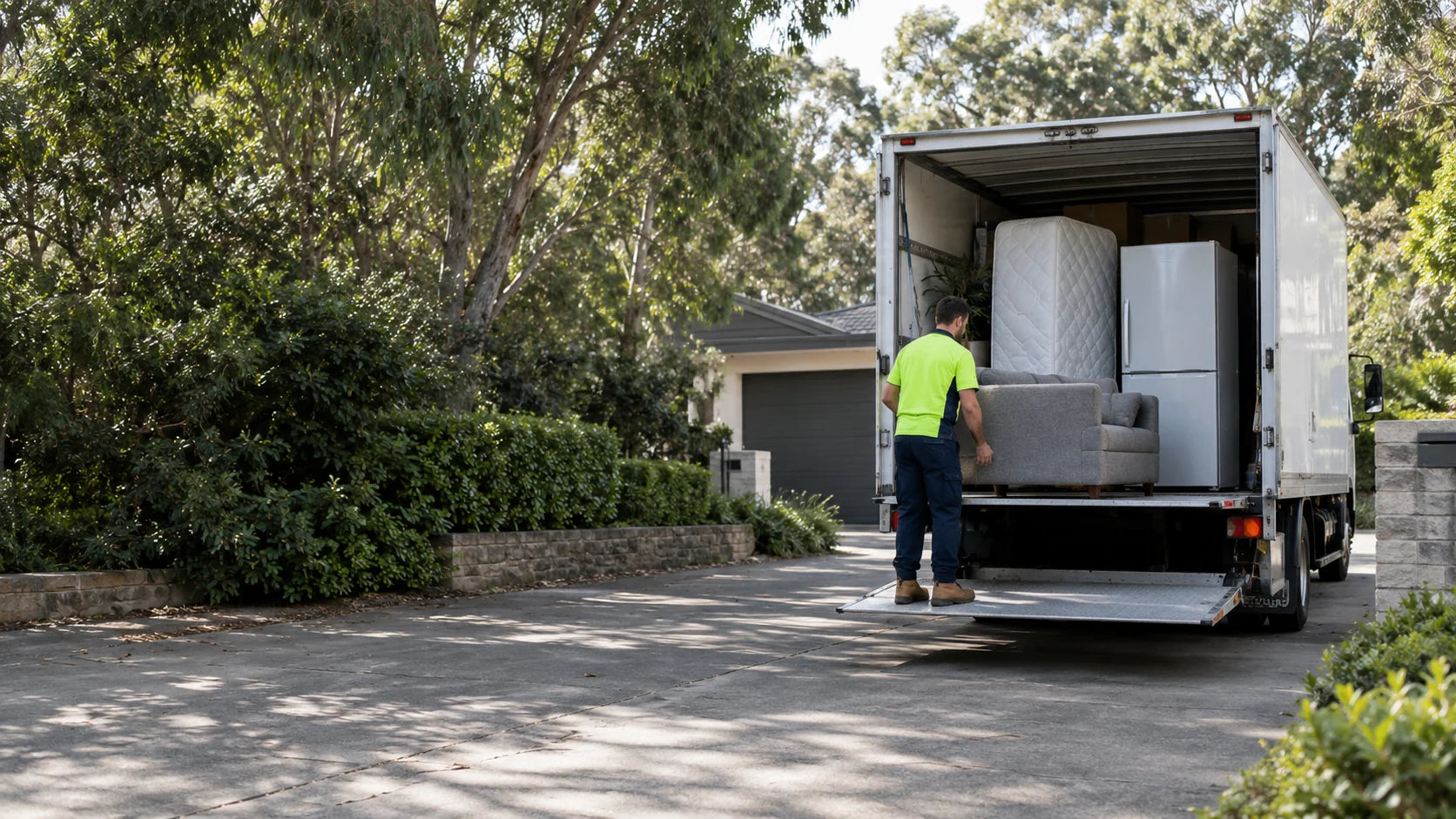 Truck carrying bulky household items for collection
